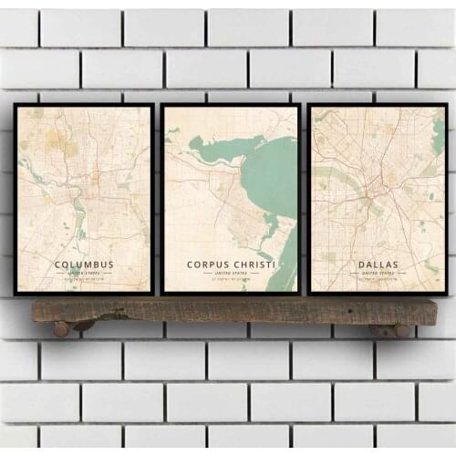 Columbus Corpus Christi Dallas Denver Des Moines Detroit El Paso Fairbanks Fort Collins Fort Worth United States Poster