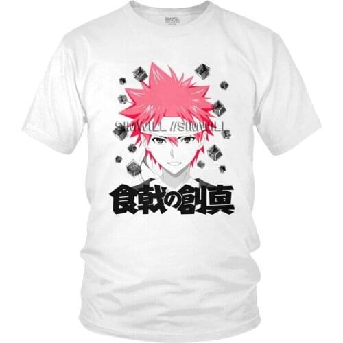 Food Wars Shokugeki No Soma T-shirt Men Novelty T Shirt Short Sleeve Cotton Anime Manga Yukihira Tshirt Cool Tee Tops