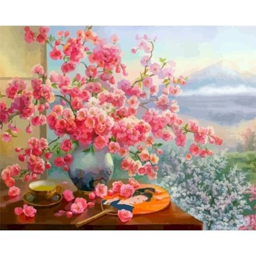 Gatyztory 60×75cm Frame Plum Blossom DIY Painting By Numbers Canvas Drawing Handpainted Kits Unique Gift Wall Decor Art Acrylic