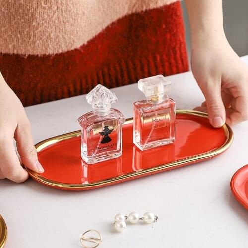 Nordic Ins Phnom Penh Ceramic Plate Creative Big Red Jewelry Candy Tray Western Dish Wedding Supplies Home Storage Tray