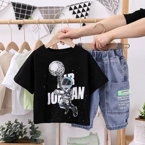 Boy Set Children Clothing Summer Korean Handsome Baby Boys Summer Cotton Short-sleeve Two-piece Suit