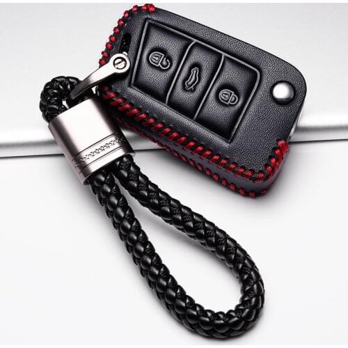 Leather Key cover car Key Case Key Bag For Volkswagen Golf 7 For Skoda Octavia A7 Key Portect Case Car-styling Auto Part