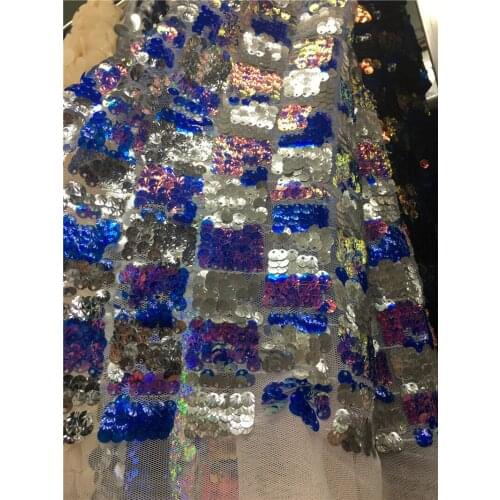 Nice Sequins embroidered tulle lace fabric top quality french net lace fabric with sequins for women dress