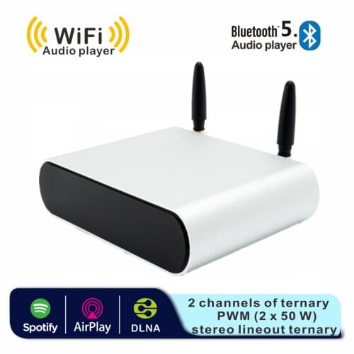 WR20 Pro Mini Home WiFi Receiver and Bluetooth HiFi Power Stereo Class D Digital Multiroom network audio amplifier with USB