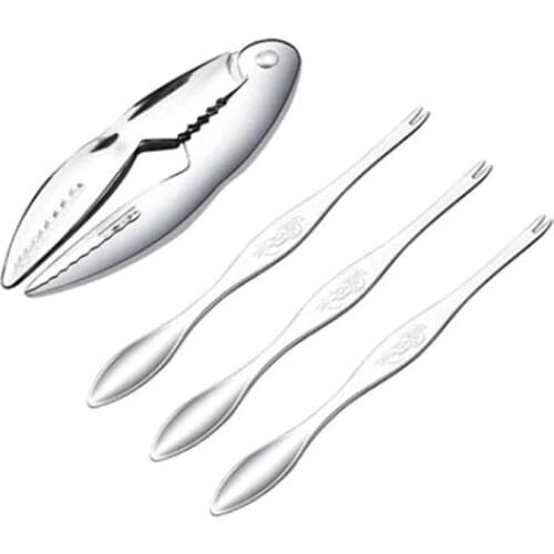 4Pcs Seafood Tool Set Including 1 Seafood Crackers and 3 Crab Legs Opener Shellfish Crab Leg Sheller for Gift to Friend