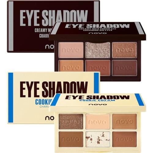 NOVO Chocolate Matte Eyeshadow 6 Colors Palette Natural Shimmer Glitter Waterproof Eye Shadow MakeUp set Korea Cosmetics