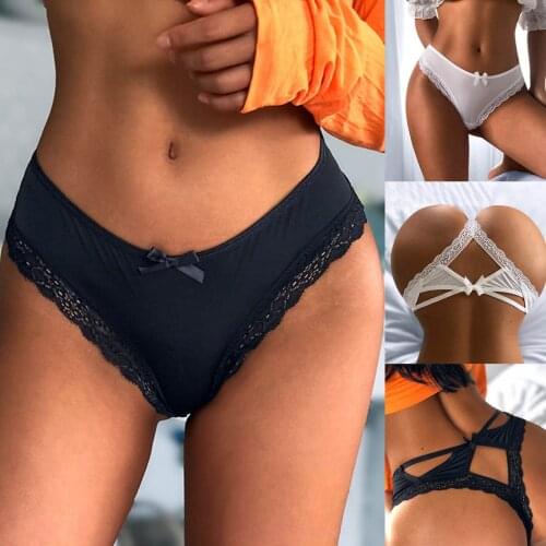 New Hot Panties For Women Crochet Lace Lace-up Panty Sexy Hollow Out Underwear bikini thong Shorts Lingerie Home suit 2021