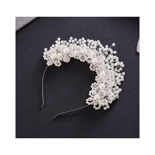 New Style Bridal Pearl Rhinestone Hairbands Crowns Wedding Accessories Elegant Pearl Hairwear Tiaras Wedding Jewelry