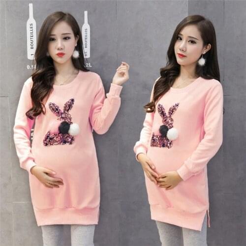 Pregnant women clothing Warm sweater Blouse Dress thickening velvet Pregnant Outerwear hoodie Dress for Mother Pregnant Woman