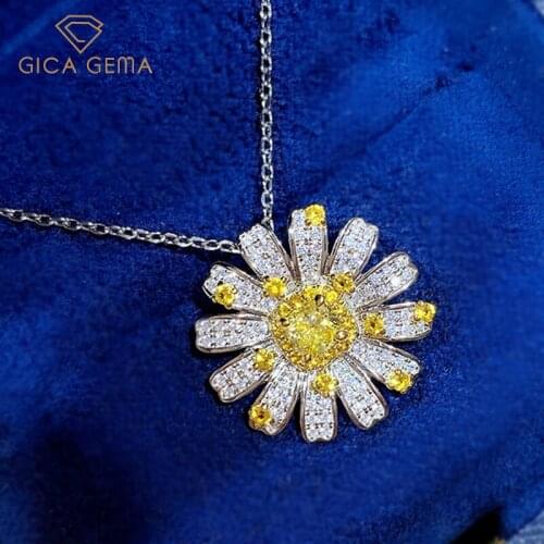 GICA GEMA Trendy Flower Small Daisy Pendant Necklaces For Women Girl Real 925 Sterling Silver Female Gifts Fine Jewelry