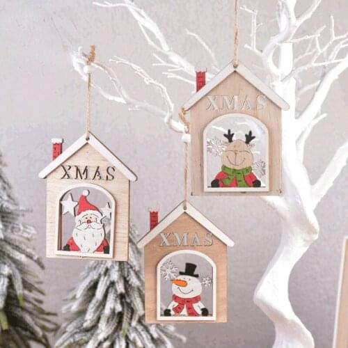 Christmas New Wooden Christmas Tree Decoration Pendant Creative Hollow Hanging Decoration Room Decoration Christmas Craft