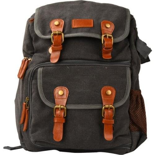 Camera Backpack Large Capacity Camera Storage Bag Breathable Adjustable Canvas Rucksack, Grey