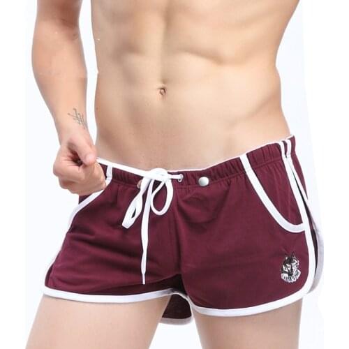 Hot Sale 70% Cotton Summer Mens Shorts Gym Sport Running & Home Leisure Wear Boxer Shorts Penis Pouch Embroidery Pocket Design