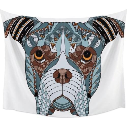 Dog Head Animal Lines Squares Wall Tapestry Home Wall Decor Bedroom Tapestry Wall Hanging Yoga Mat Picnic Mat