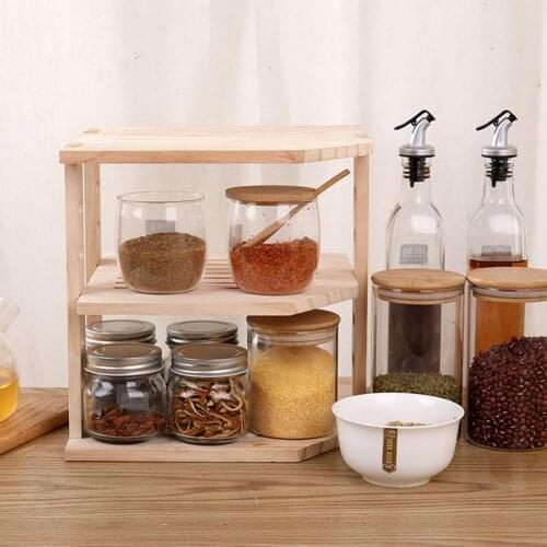 Storage Rack 3-Tier Bamboo Rack Family Home Large Adjustable Wooden Countertop Cosmetic Storage Bedroom Kitchen Organizer