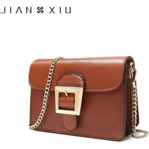 JIANXIU Brand Women Messenger Bags Split Leather Shoulder Crossbody Bag 2021 New Small Chain Belt Decoration Ladies Luxury Bags