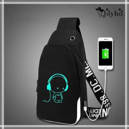 USB Charging small crossbody bags for women messenger bag Anti Theft Luminous men sling chest bag waterproof travel shoulder bag
