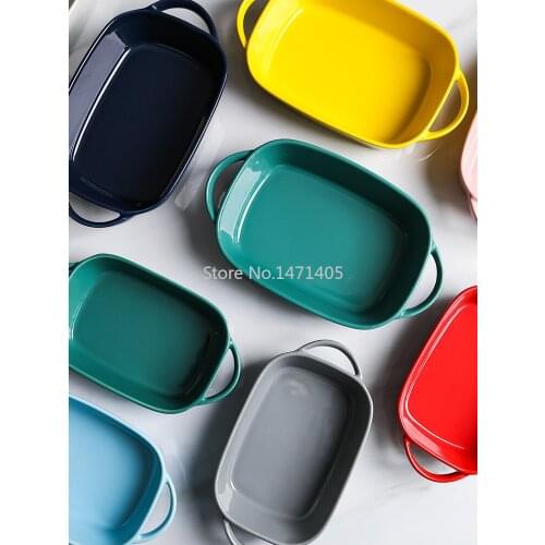 Plate Tableware Creative Dish Cheese Baked Rice Plate Household Ceramic Bakeware Oven Microwave Oven Special Baking Bowl