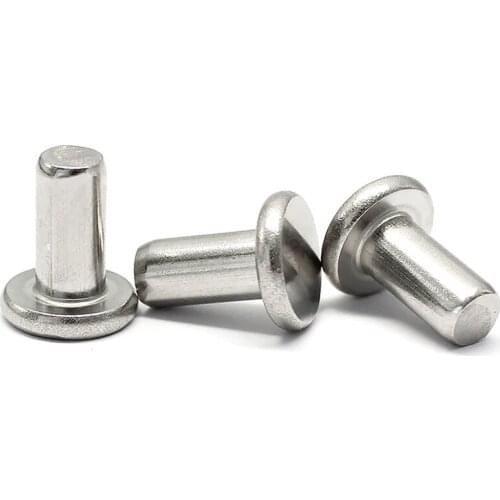50pcs M2 304 stainless steel flat head rivets solid percussion rivet knock rivetings tap riveting GB109 3mm-20mm length