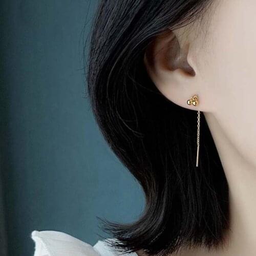 Dangle Earrings Tassel Ball Cherry For Women Long Chain Simple Vintage Korea Fashion New Trendy Girlfriend Gift Jewelry BOYULIGE