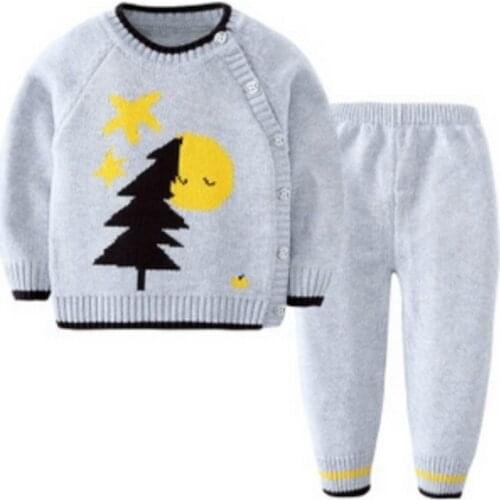 2020 Baby Girl Boy Knitted Autumn Sweater Kids Knitting Outwear Long Sleeve Baby Clothes Clothing 2Pieces(Tops+Pants)