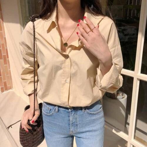 Casual Loose Women Blouses Shirts Single-breasted Spring Long Sleeve Shirts 2021 Korean Tops Oversized Femme Blusas Chic 11297