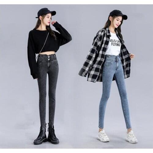 Jeans Woman 2021 Pencil Cropped Trousers High Waist Slim Slimming Feet Pants Calça Feminina Mono Mujer Verano Pantalones Y Monos