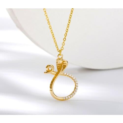 Punk Crystal Snake Pendant Necklace Women Simple Gold Chain Choker Charm Necklace Jewelry Trendy Statement Personalise Gift