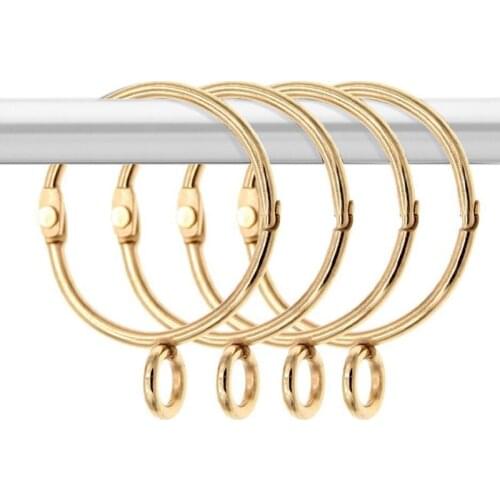 20 Pcs Openable Gold Curtain Rings Open and Close Metal Rustproof Drapery Loops with Eyelet for Hook Pins (1.5 Inch)