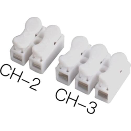 1pcs/10Pcs CH-2 CH-3 Spring Wire Quick Connector 2P 3P Electrical Crimp Terminals Block Splice Cable Clamp Easy Fit Led Strip
