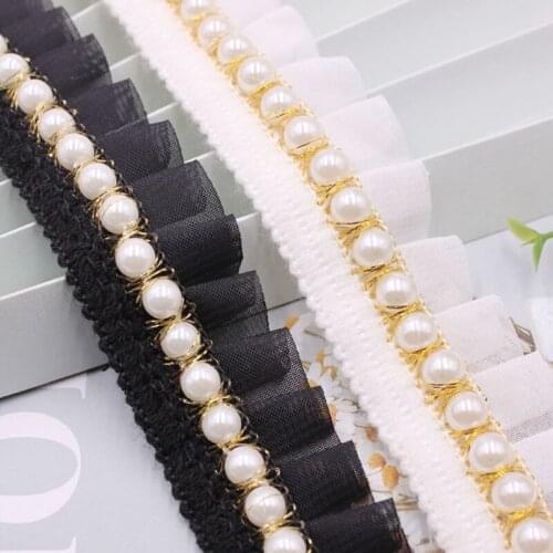 1yards Sewing Cotton Pearl Fringe Tassel Trim Thin Lace Ribbon for Needlework Embroidery Decoration Clothes Curtains Accessories
