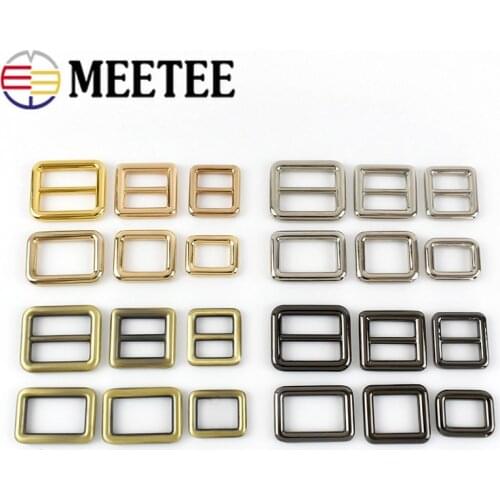 10pcs 15-50mm Square Metal Buckles for Bag Backpack Webbing Strap Slider Tri Glide Adjuster Hooks Clasp DIY Accessories
