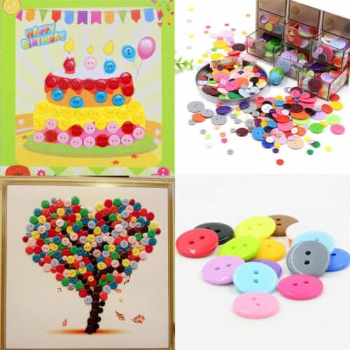 Lots 100pcs Mixed Colors Resin Buttons 2 Holes DIY Sewing Crafts Art 9-25 mm