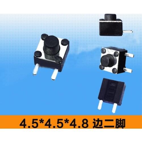 4.5*4.5*4.8/4.5/4/3.8mm 2 Side Pins SMT Black Side Button Power Switch Brass Feather Push Button Touch Tact Switch SMD