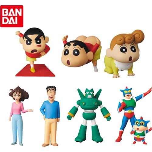 Bandai Genuine Crayon Shin-chan Collectible Model GUNDAM Nohara Himawari Nohara Hiroshi Action Kamen Anime Figures Toys for Kids