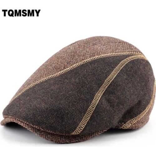 TQMSMY Beret Men‘s Vintage Peaked Caps Men Fashion Faux Wool Autumn Winter Newsboy Caps With Earflap New Flat Boina Hats TME74