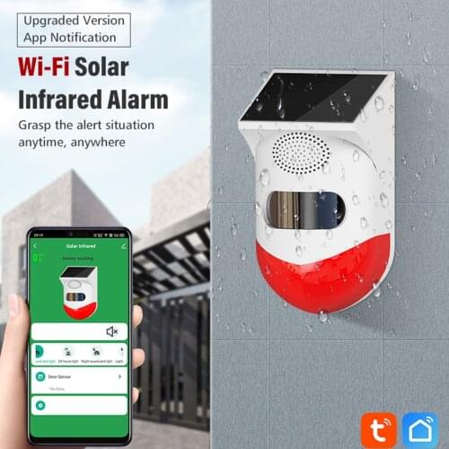 WiFi Solar Infrared Alarm Wireless App Control Outdoor Motion Detector Sensor Message Notification Home Security Burglar System