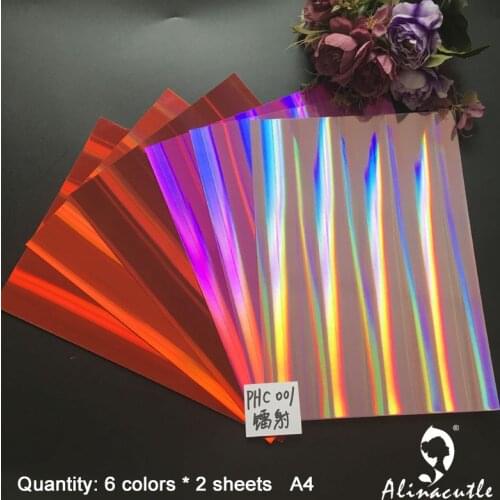 6 colors x 2sheet Cardstock Paper Card Stock Colours Shades Holographic A4 250gsm Scrapbooking paper pack craft pad Alinacraft
