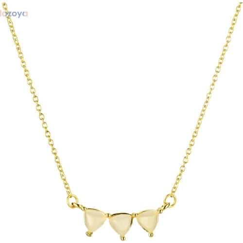 LOZOYA 925 Sterling Silver Gold MIlk Three Ovals Line Chain Necklace Long Line Women Simple Jewelry For Luxury Gift in 2021