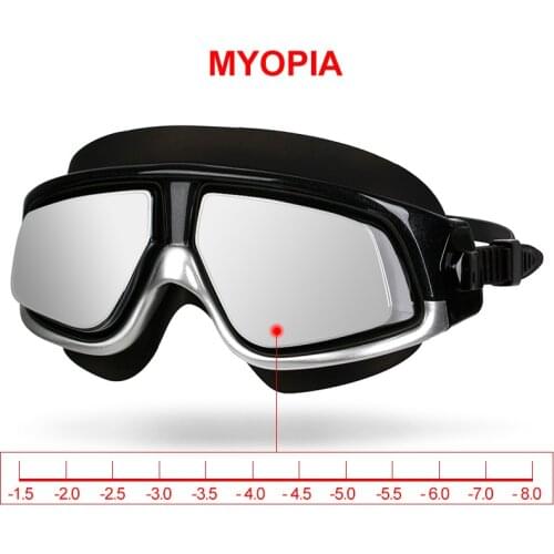Copozz nearsighted Swimming Goggles Waterproof Anti Fog UV Eyewear Silicon Mirrored Large Frame unisex Sport Myopia Swim Mask