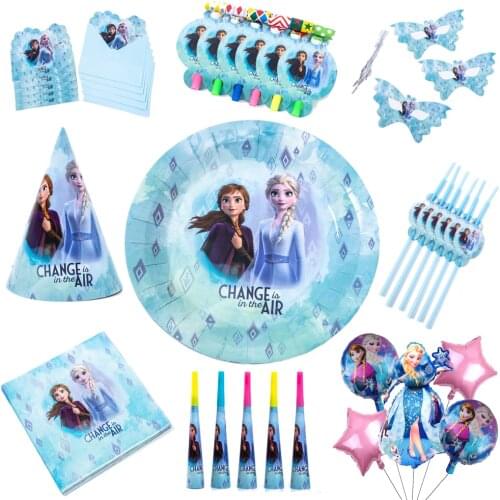 Frozen Anna Elsa Princess Theme Girls Birthday Decorations Balloon Paper Plates Cup Tablecloth Party Supplies Kids Baby Shower