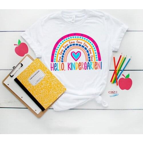 Hello Kindergarten T Shirts Teach Love Inspire T-shirt Back To School Shirt First Grade Teacher Tee Unisex Graphic T Shirts Tees