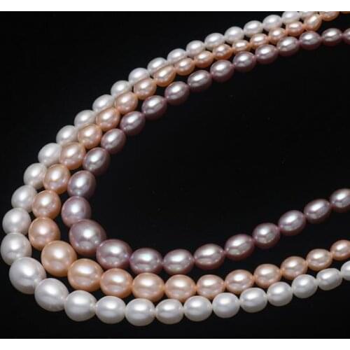 Jewelry Natural freshwater pearl 4-10mm Tower chain strong light no time size gradient rice beads Loose beads necklace bracelet