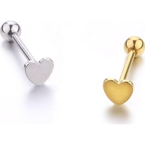 200 PCS Heart Tongue Ring Woman Man Fashion Tongue Piercing Polished Stainless Steel Tongue Stud jewelry Gold Color