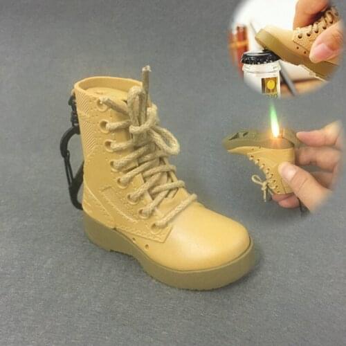 Creative Army Boots Lighter Keychain Cool Butane Gas Torch Cute Survival Camping Lighters Military Gadgets Dropship Suppliers