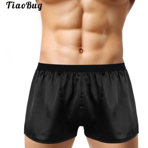 TiaoBug Summer Mens Lightweight Shiny Boxer Shorts Panties Lounge Sports Short Pants Solid Swimming Trunks