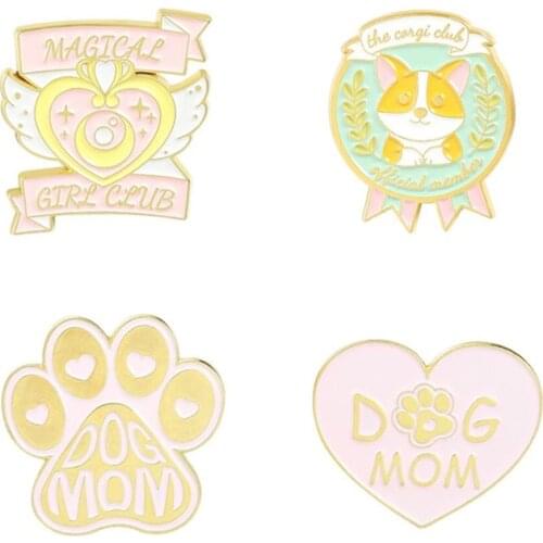 Cartoons Anime Dog Lapel Pins Women Badges Enamel Brooches For Backpack Cute Mini Hijab Pins Brooch Badges Jewelry Accessories