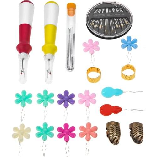 58pcs Sewing Tool Kit Thimble Hand Sewing Needle Large-eye Knitting Pins Seam Ripper Threader Storage Bottle Wife Gift Hicello
