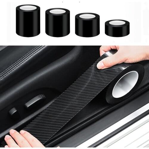 Nano Bright black Fiber Car Sticker DIY Paste Protector Strip Auto Door Sill Side Mirror Anti Scratch Tape Waterproof Protection