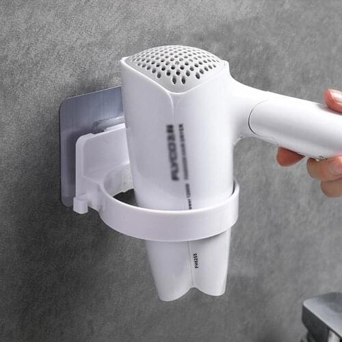 High Quality Wall-mounted No-punching Hair Dryer Holder Storage ABS Bathroom Shelf Hairdryer Holder Rack Organizer Shelf